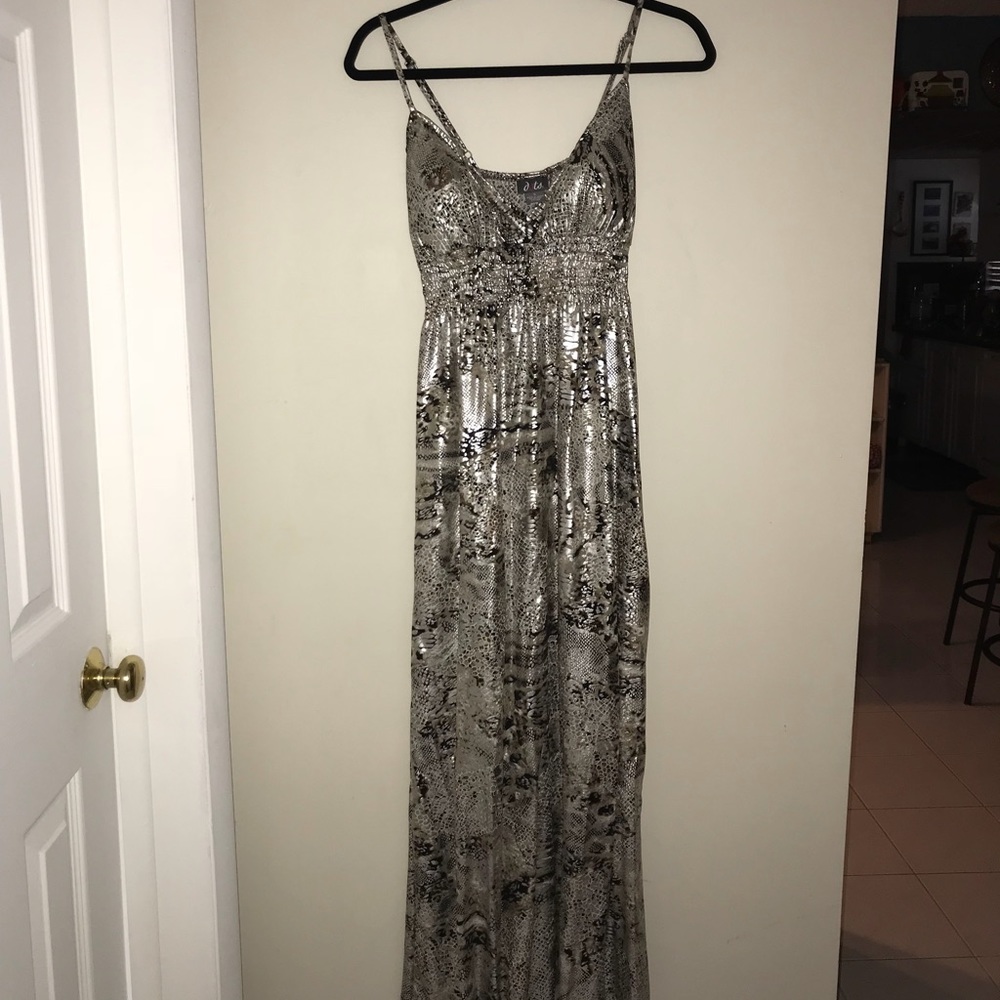 Snake print metallic dress